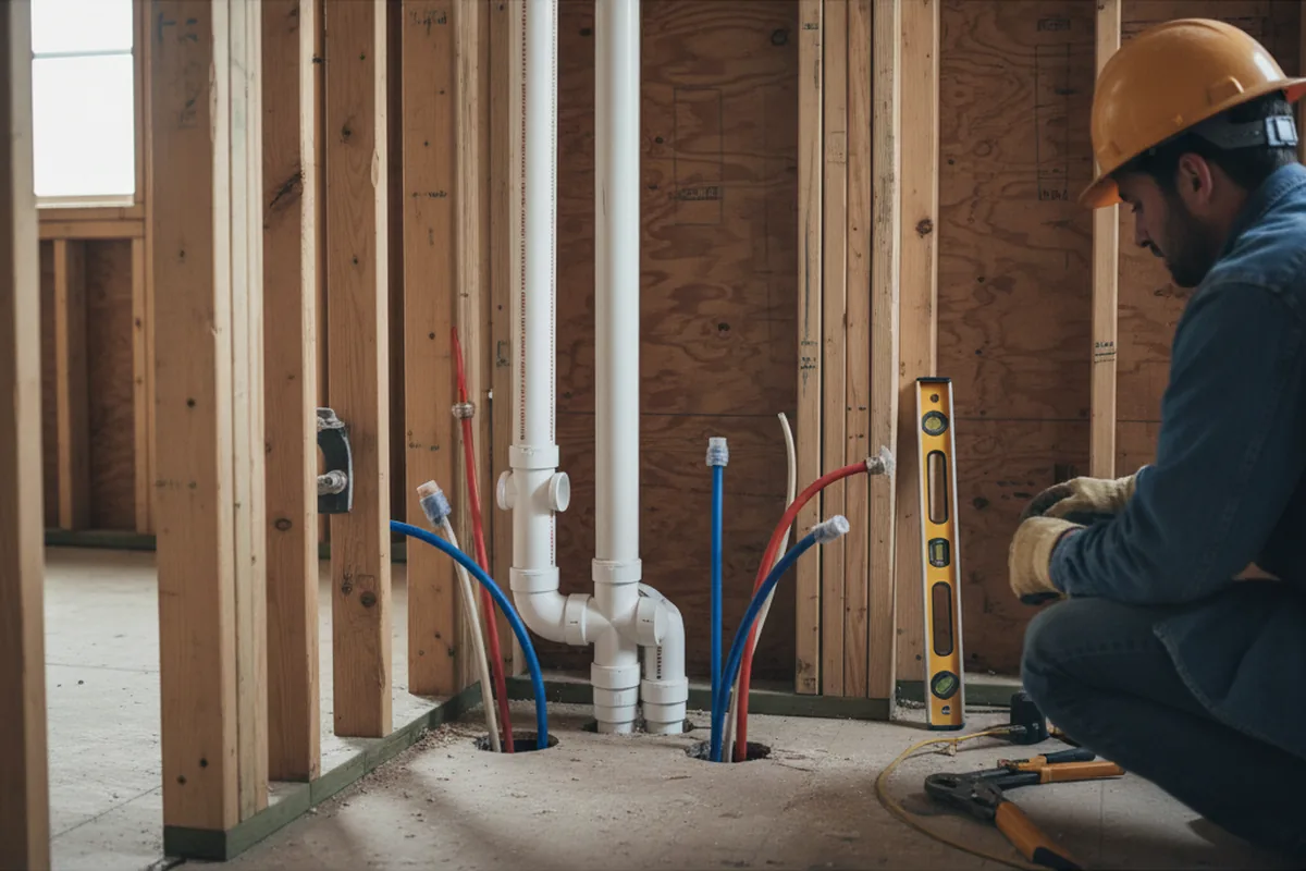 Drain and supply rough-in during Leak Detection in San Anselmo